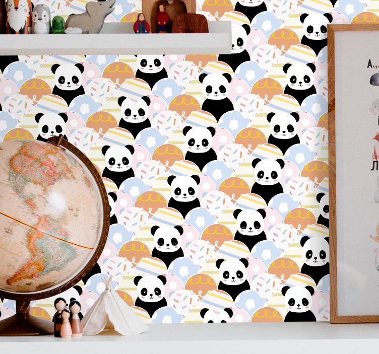 Panda Pattern cute animal wallpaper - TenStickers