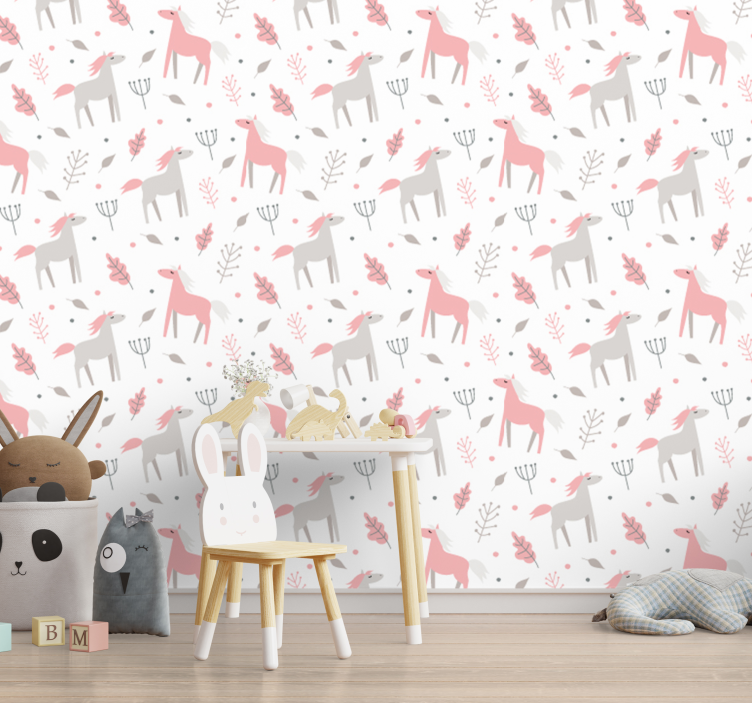 Pastel Fauna Pattern cute animal wallpaper - TenStickers