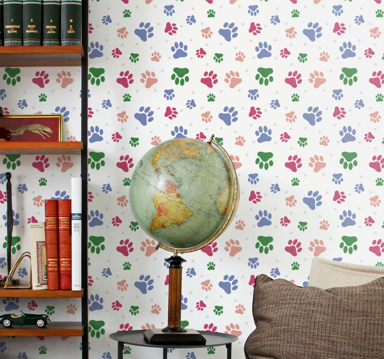 Paw Pattern Decor wallpaper of a dog - TenStickers