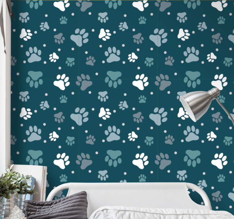 Paw Pattern wallpaper of a dog - TenStickers
