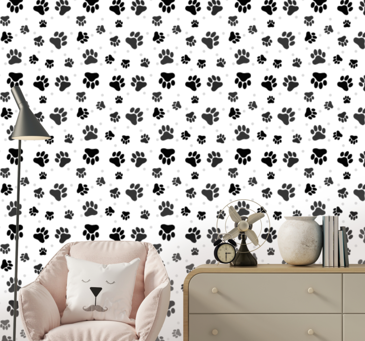 Paw Prints cute animal wallpaper - TenStickers