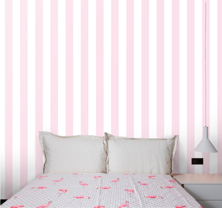 Pink and white minimalistic pattern stripes wallpaper - TenStickers