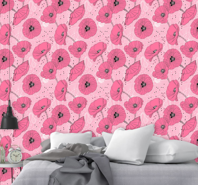 Pink Floral Patterns flowers wallpaper - TenStickers