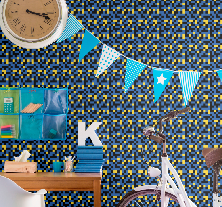 Pixelated Color Blocks wallpaper geometric - TenStickers