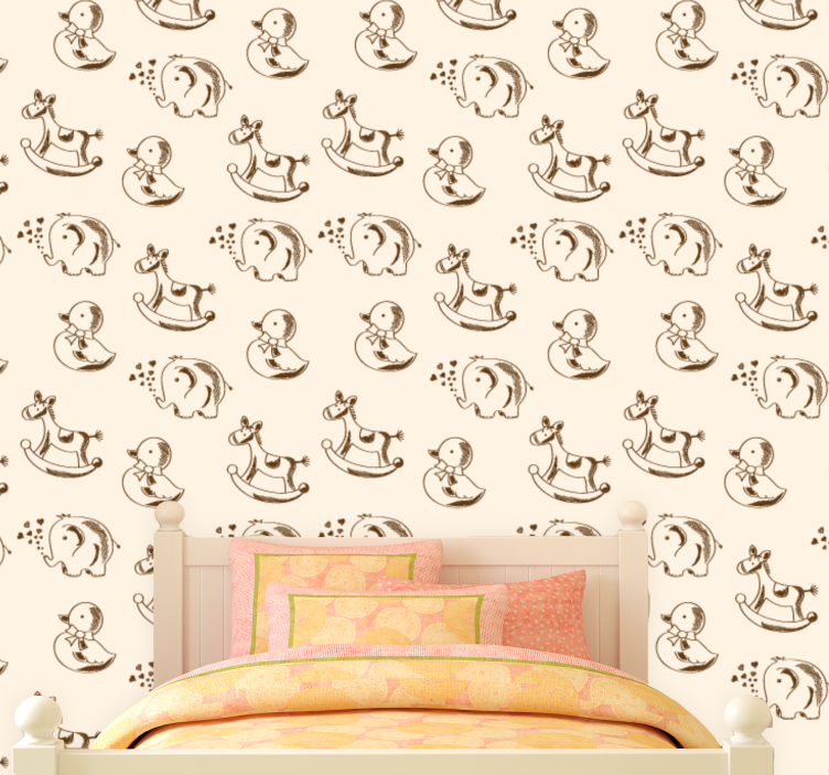 Playful Animal Sketches wallpaper for the nursery - TenStickers