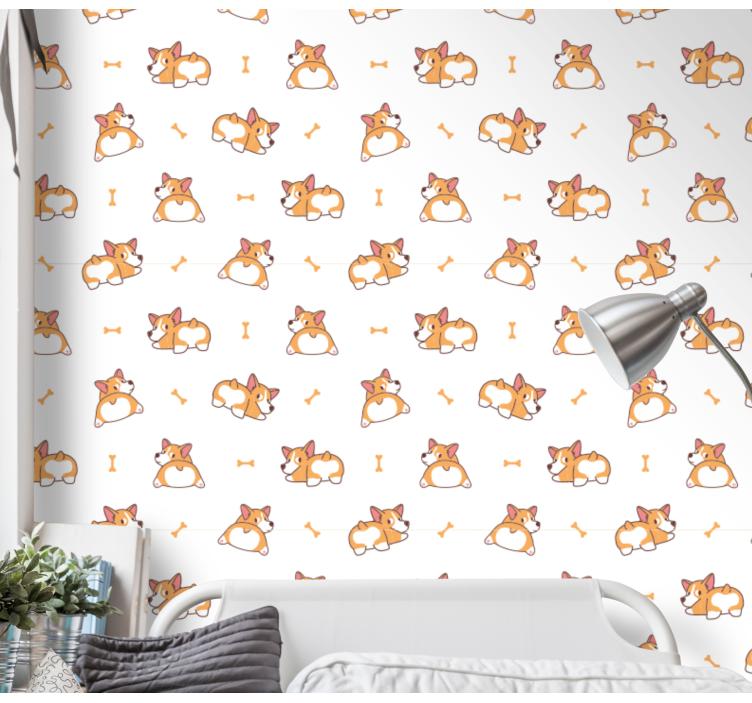 Playful Corgis wallpaper of a dog - TenStickers