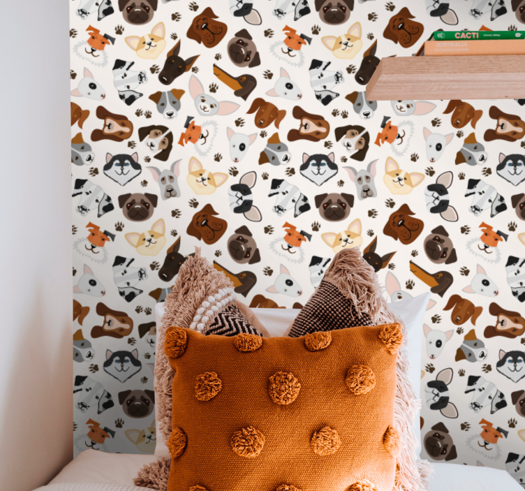 Playful Dog Illustrations wallpaper of a dog - TenStickers