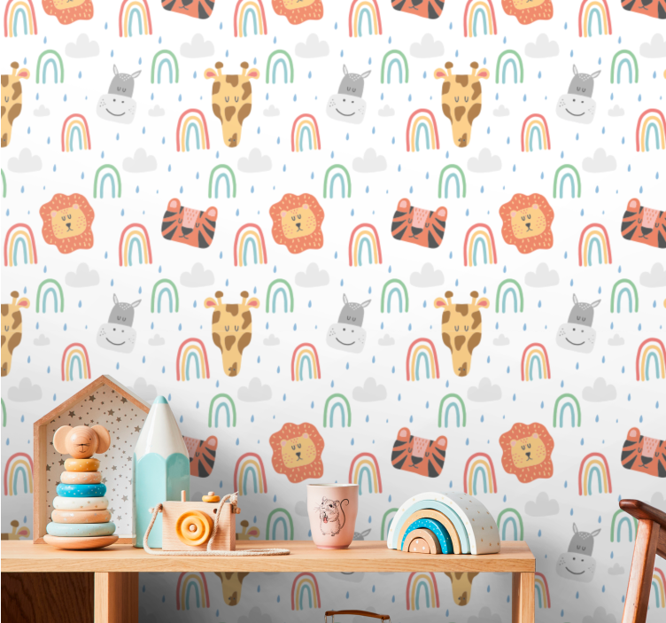 Safari Animals wallpaper for the nursery - TenStickers