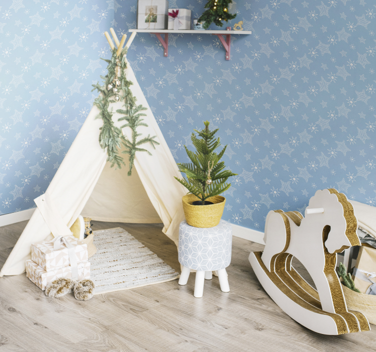 Blue child pattern stars wallpaper - TenStickers