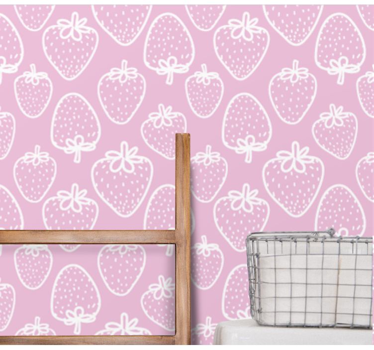 Polka Dot Strawberries a pink wallpaper - TenStickers
