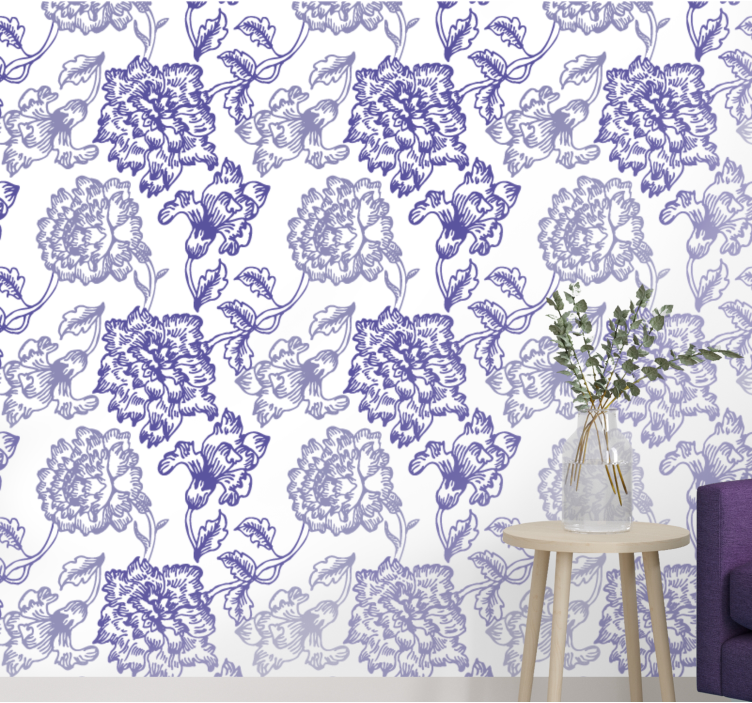 Blue Indigo bloom wallpaper flowery - TenStickers