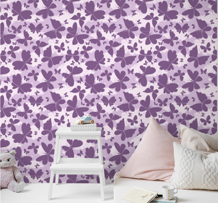 Purple Shades Pattern butterfly wallpaper - TenStickers
