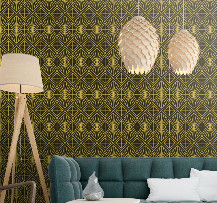 Radiant geometric shapes living room wallpaper - TenStickers
