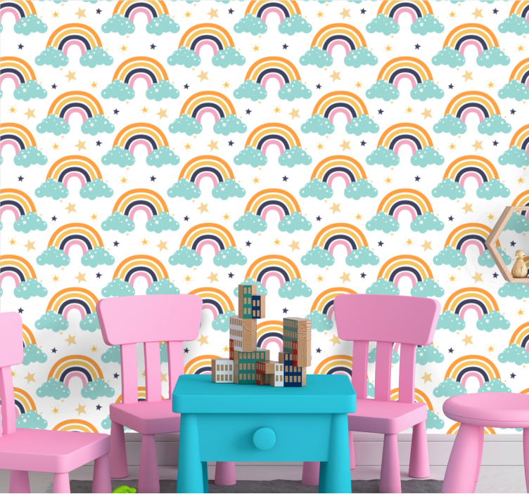 Rainbow Starry Sky wallpaper childrens room - TenStickers
