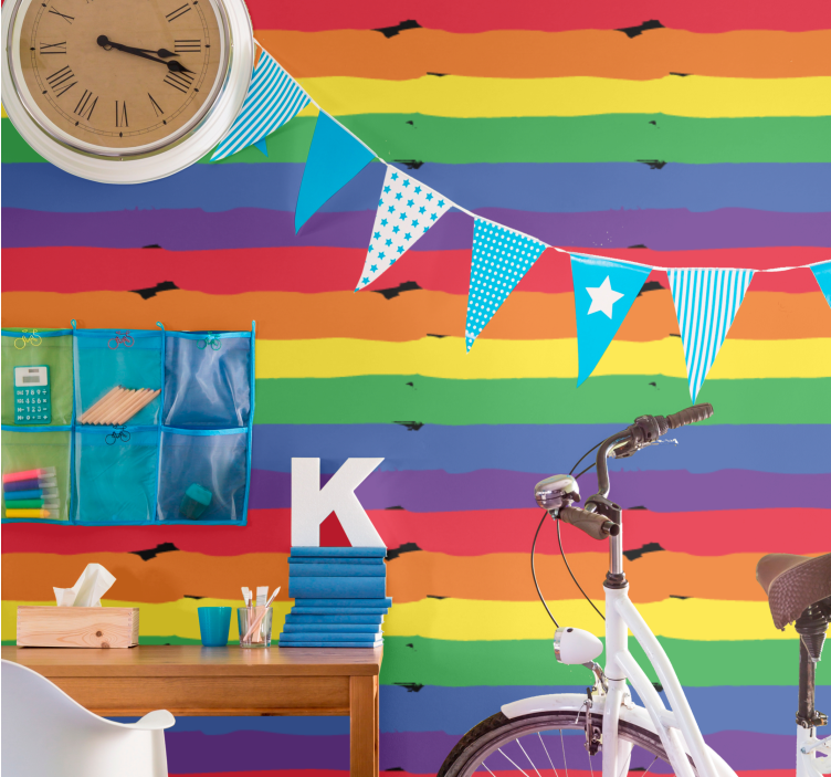Rainbow Striped Background stripes wallpaper - TenStickers