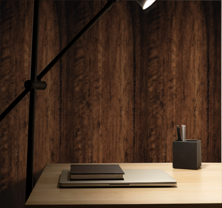 Raw dark brown patinated wood effect wallpaper - TenStickers