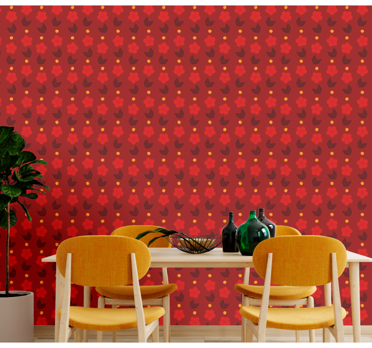 Red Polka Patterns wallpaper dots - TenStickers