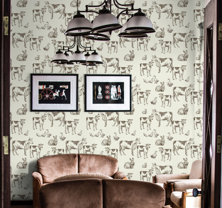 Retro animals Animal Wallpaper - TenStickers