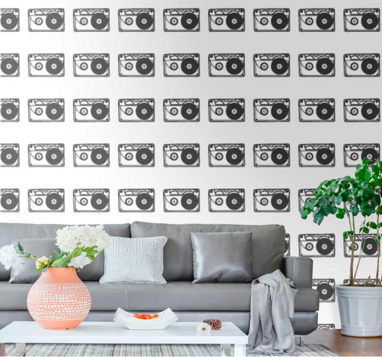 Retro Audio Pattern ornamental wallpaper - TenStickers