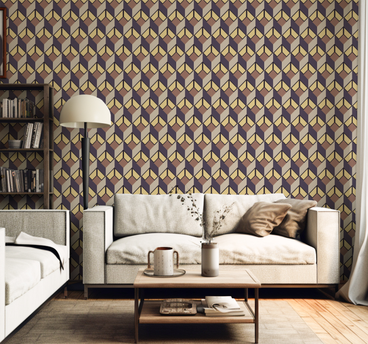 Retro grey living room wallpaper - TenStickers