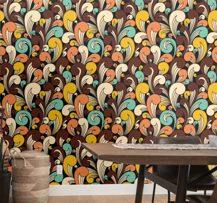Retro Swirling Motif ornamental wallpaper - TenStickers