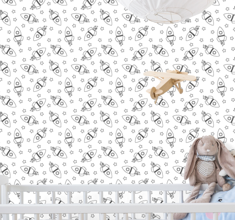 Rocket Pattern wallpaper for the nursery - TenStickers