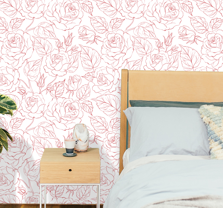 Rose Pattern flowers wallpaper - TenStickers