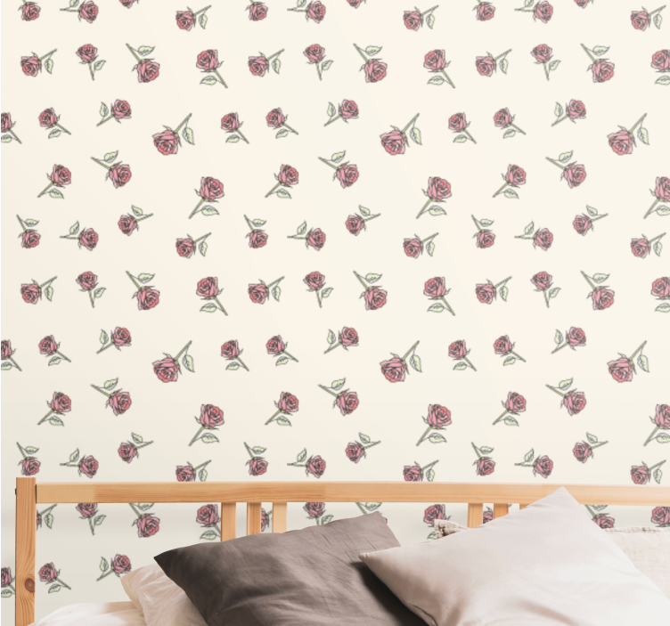 Rose Pattern Repeat flowers wallpaper - TenStickers