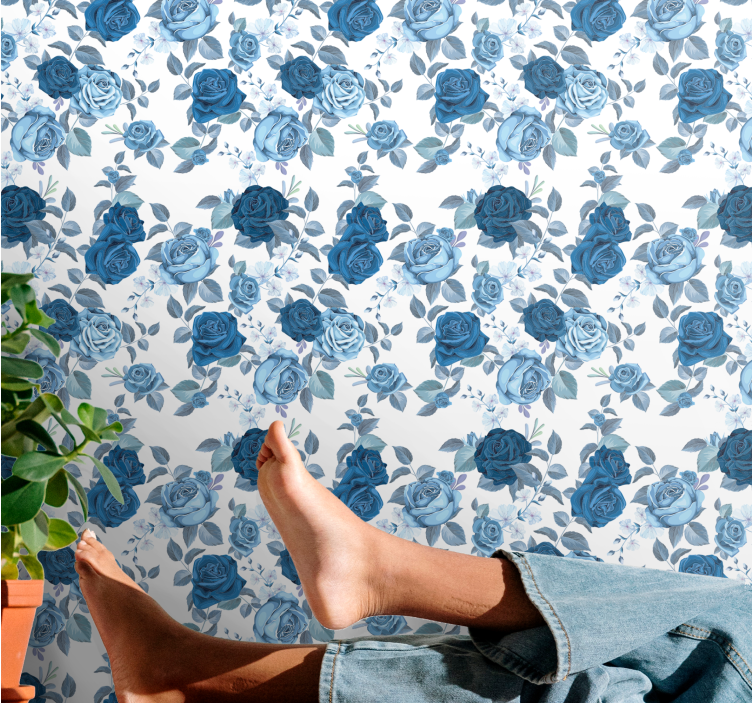 Rose Patterned Surface flowers wallpaper - TenStickers