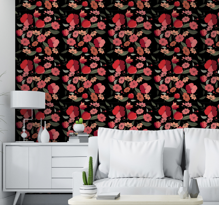 Rose tulips Flower Wallpaper - TenStickers