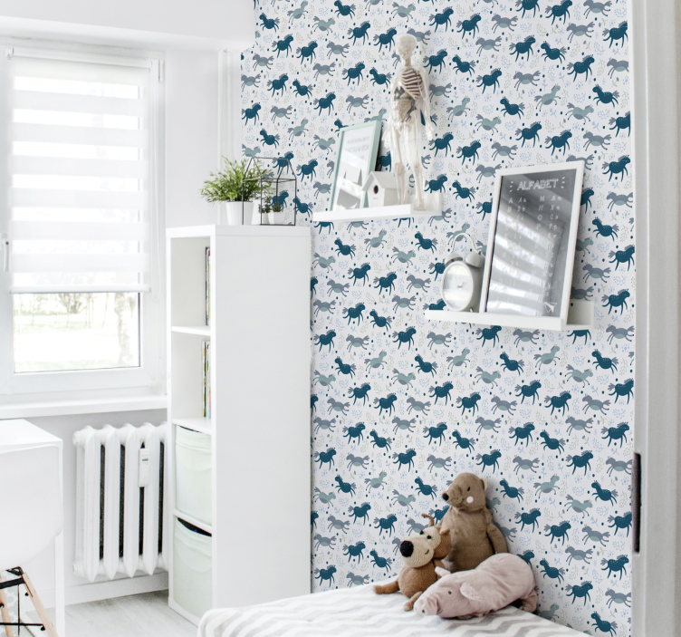 Running blue foals wallpaper horses - TenStickers