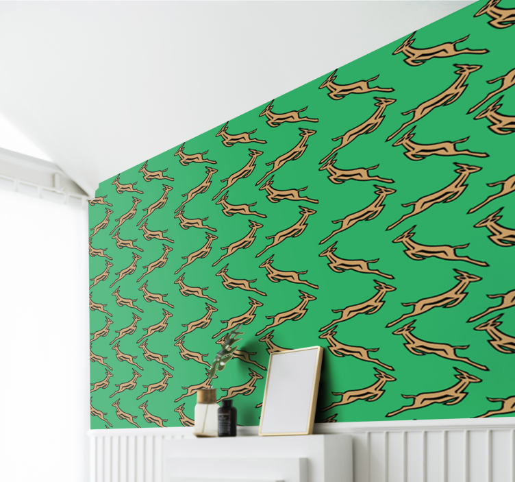 Running Gazelles cute animal wallpaper - TenStickers