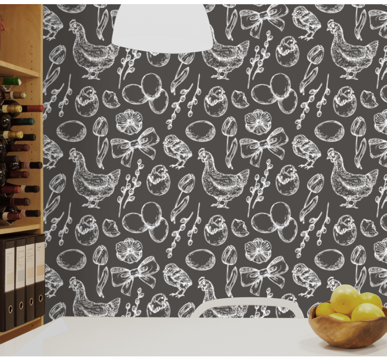 Country Kitchen Illustration kitchen wallpaper - TenStickers