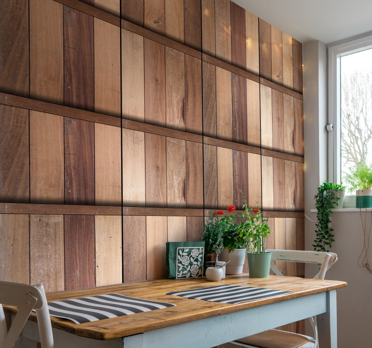 Rustic Planked Texture wood feature wallpaper - TenStickers