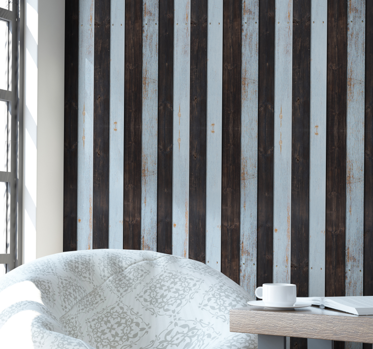 Rustic Wooden Striped Wallpaper - TenStickers