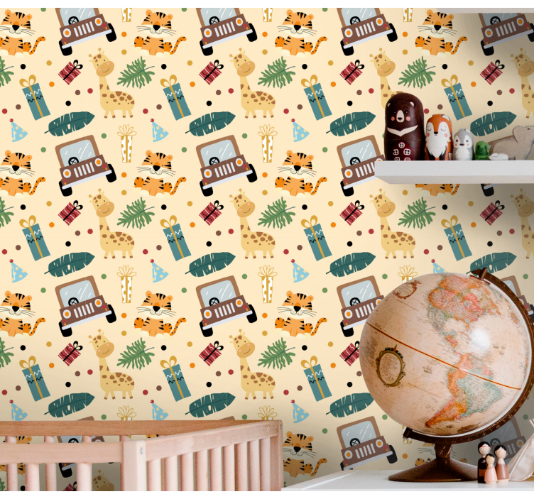 Safari Adventure Pattern wallpaper for the nursery - TenStickers