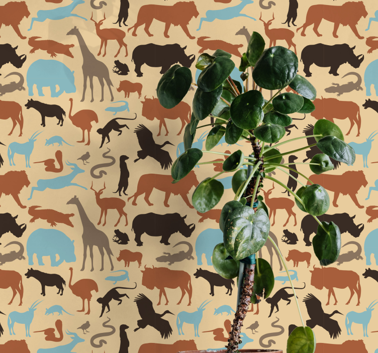 Safari Silhouettes cute animal wallpaper - TenStickers