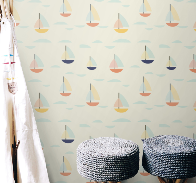 Sailboat Patterns custom wallpaper - TenStickers