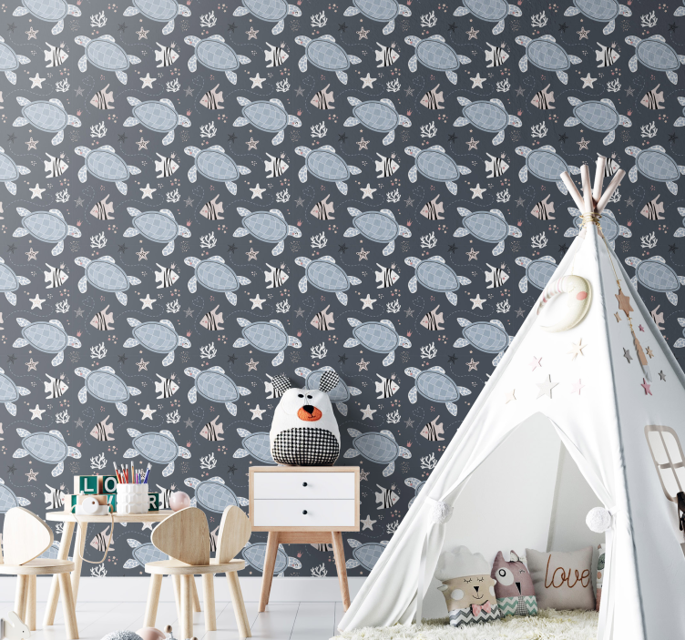 Sea Creatures Design cute animal wallpaper - TenStickers
