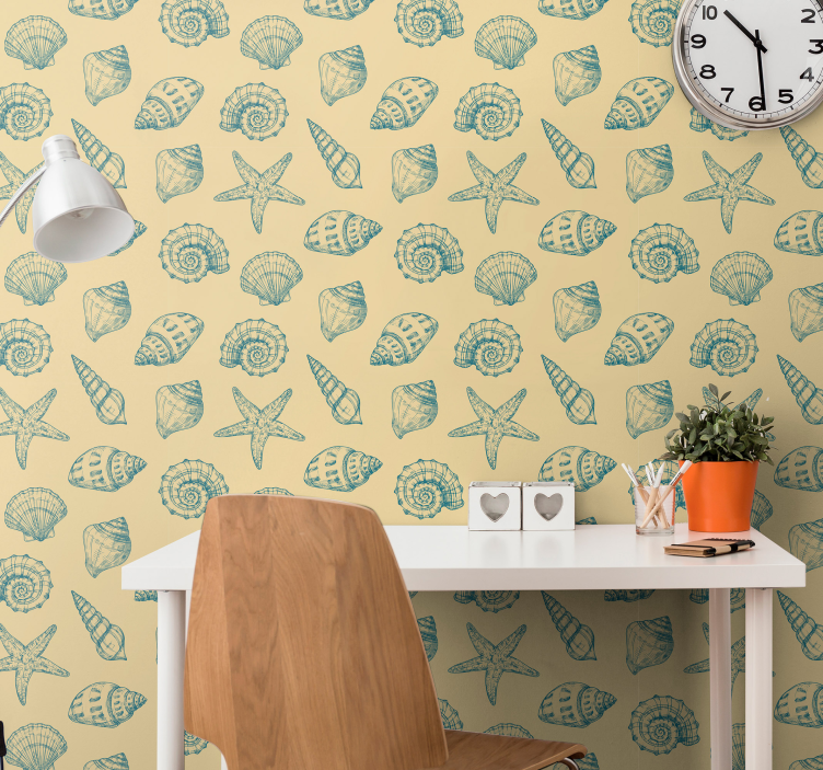 Sea Life Shells cute animal wallpaper - TenStickers