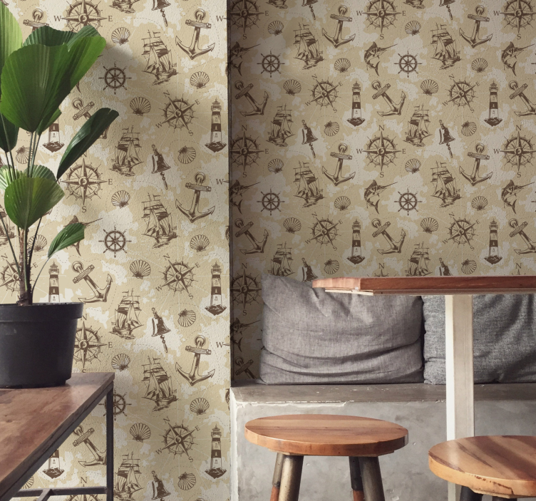 sea objects Shell wallpaper - TenStickers