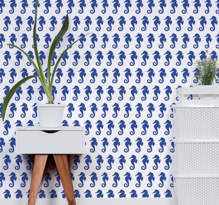 Seahorse Pattern cute animal wallpaper - TenStickers