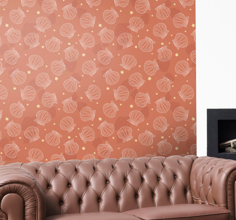 Seashell Star Pattern cute animal wallpaper - TenStickers
