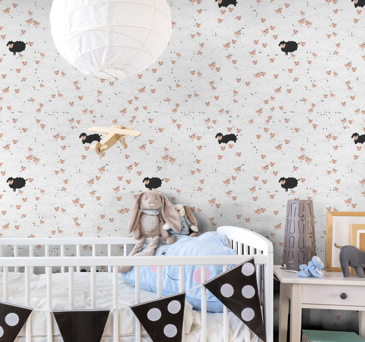 Sheep Delight Motif wallpaper for the nursery - TenStickers