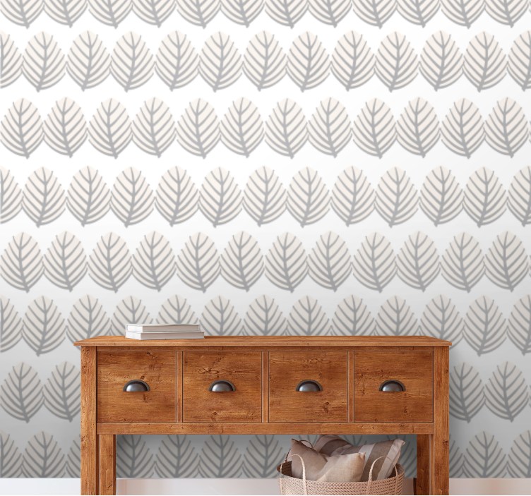 Simple gray pattern leaves wallpaper - TenStickers