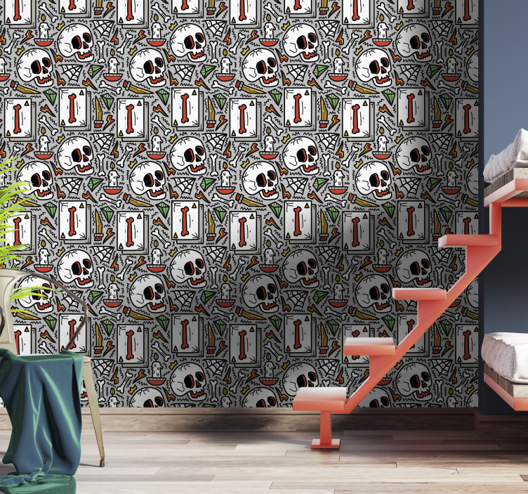 Skull Graffiti teenage bedroom wallpaper - TenStickers