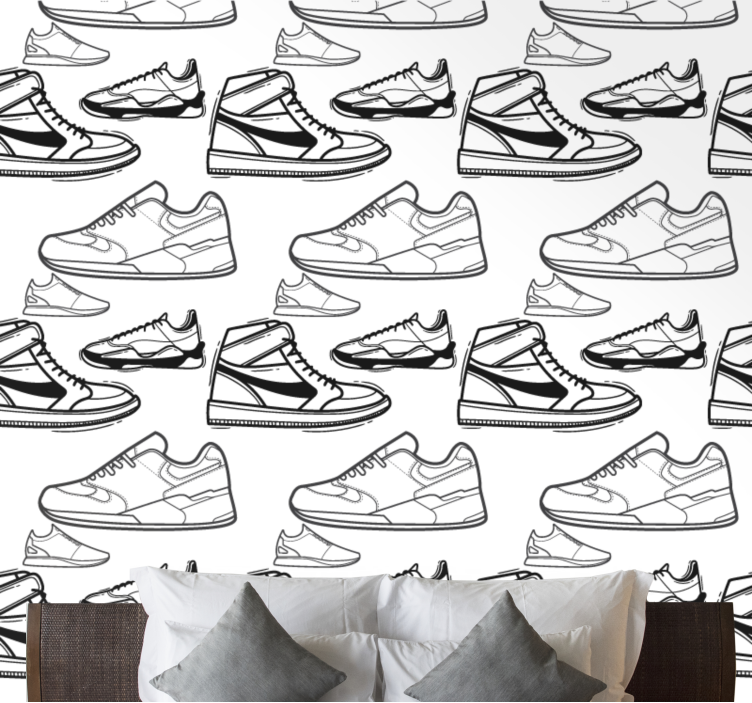 Sneaker Illustrations art deco wallpaper - TenStickers
