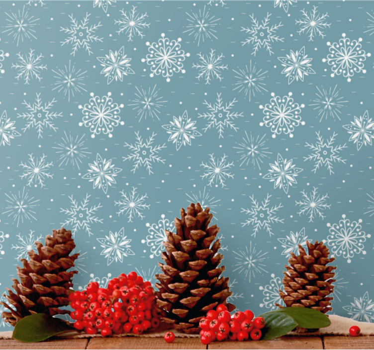 Snowflakes Motif christmas wallpaper - TenStickers