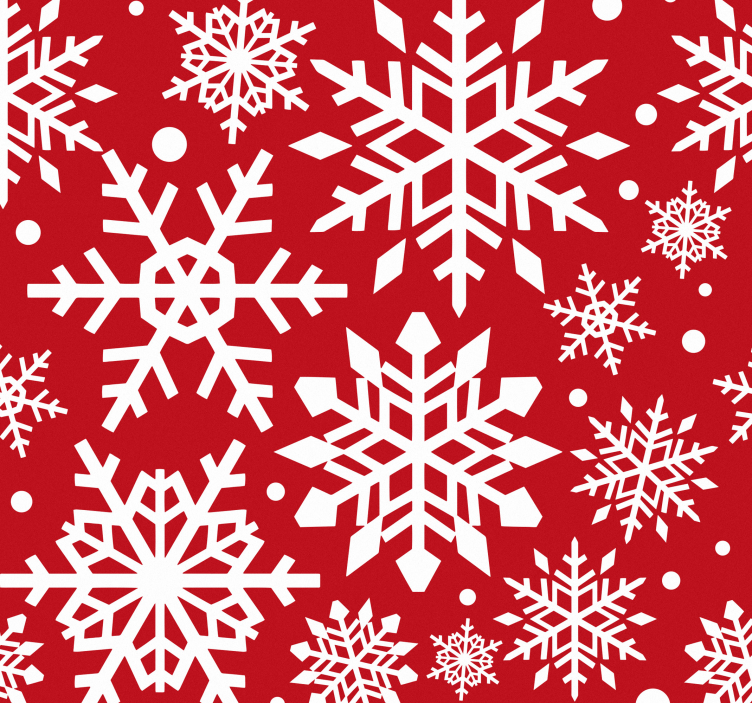 White and red snowflakes christmas wallpaper - TenStickers