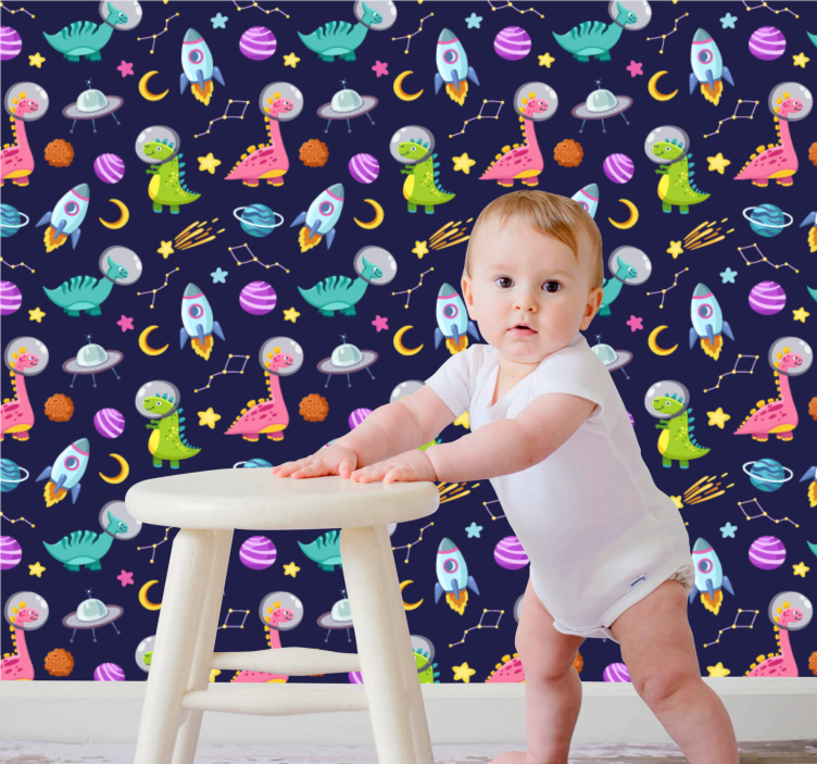 Space Adventure Motif wallpaper childrens room - TenStickers